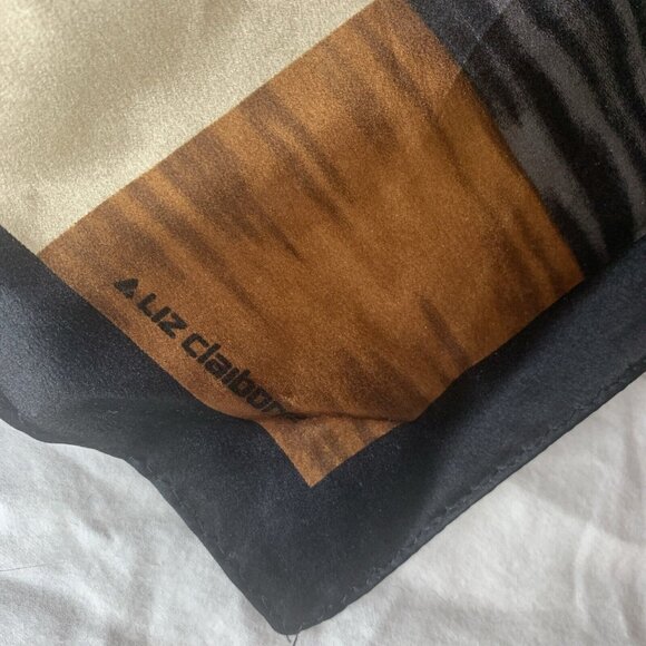 LIZ CLAIBORNE Designer Geometric Pattern Silk Scarf Square Vintage 34” - Picture 2 of 5